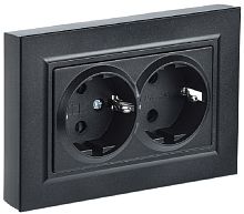 Розетка с заземлением IEK Brite РС12-3-БрЧ 1-м. 2 мод. черный картинка